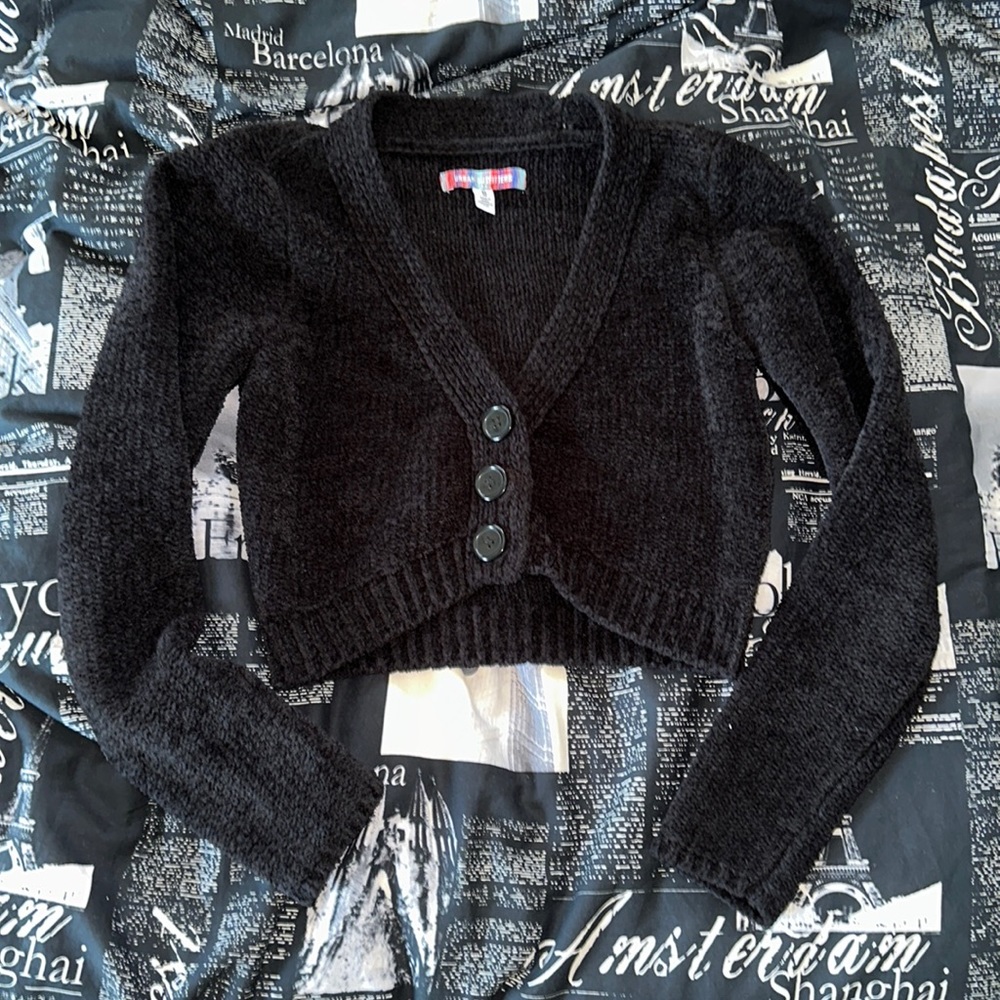 Urban Outfitters Cropped Fuzzy Buttoned Sweater